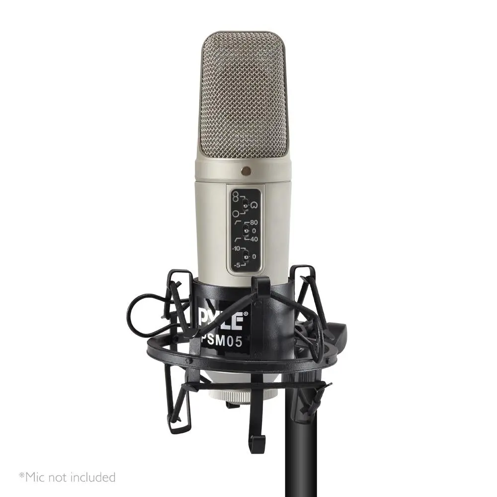 Aluminum Alloy Microphone Shock Mount - Anti-Vibration, Adjustable Audio Equipment for Podcast Setup, Universal Fit, 5/8-Inch U.S. Standard Pyle Adapter