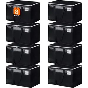 Large Moving Bags Heavy Duty Collapsible Storage Totes for Storage Packing & Moving, Large Capacity Moving Supplies with Reinforced Zippers and Handles, 88L 8 Packs