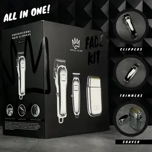 Royal Clips - Fade Kit | 3-in-1 Clipper Set | Clippers, Trimmer and Foil Shaver Bundle | 5 Hour Battery, Stainless Steel Body and 10 Limit Combs | Gifts for Men Comfort