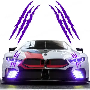 2pcs Monster Claw Marks Headlight Car Sticker Stripes Scratch Decal Vinyl for Sports Cars SUV Pickup Truck Window Motorcycles ect (Purple) blind spot mirror