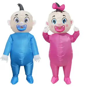 2PCS 96 Inch Giant Inflatable Baby Costume, Blow Up Baby Costumes for Adults Costume Gender Reveal, Halloween Shower Pink+Blue