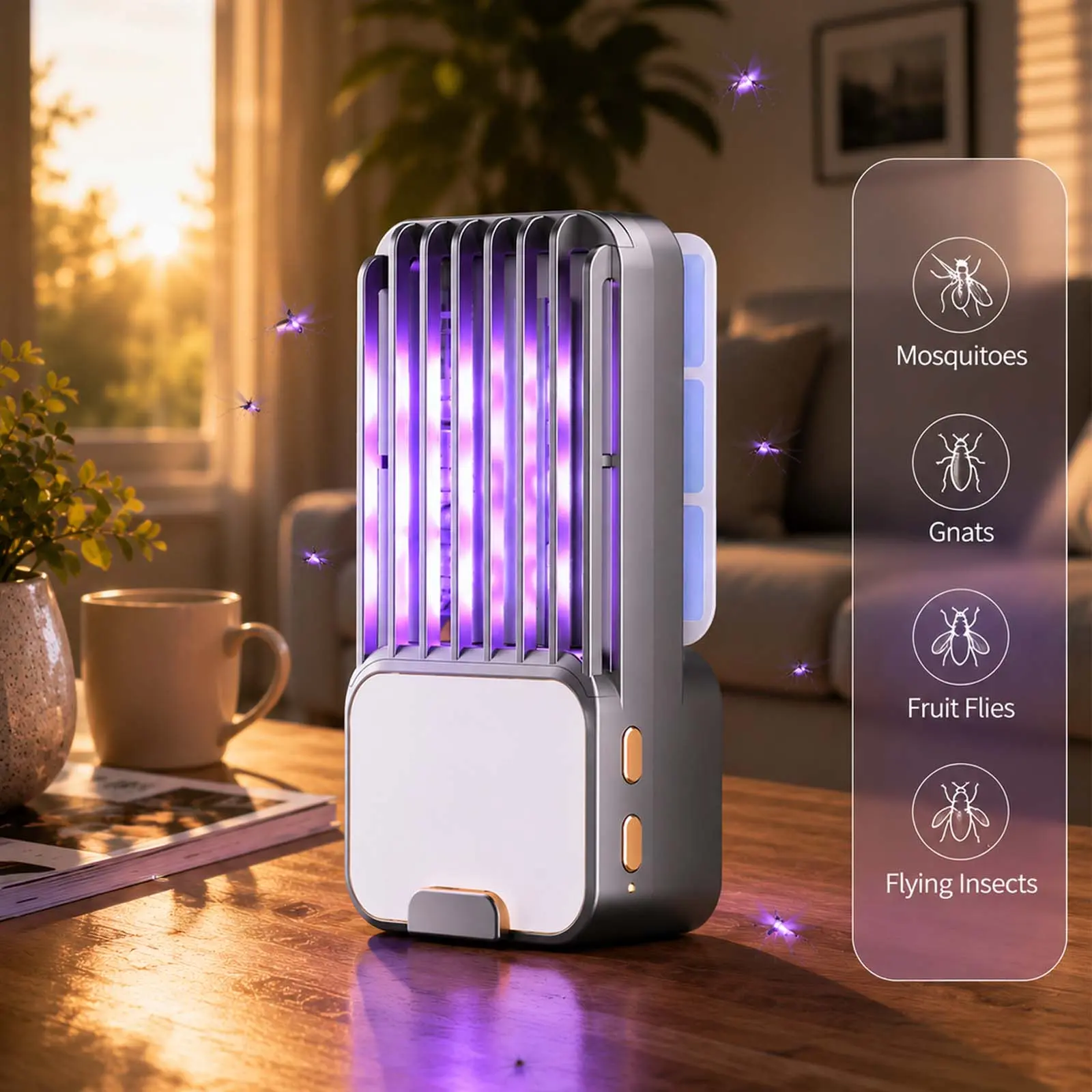 Generation-UV Light Mosquito Trap Lamp for Indoor Use, Portable Night Light with Quiet Operation