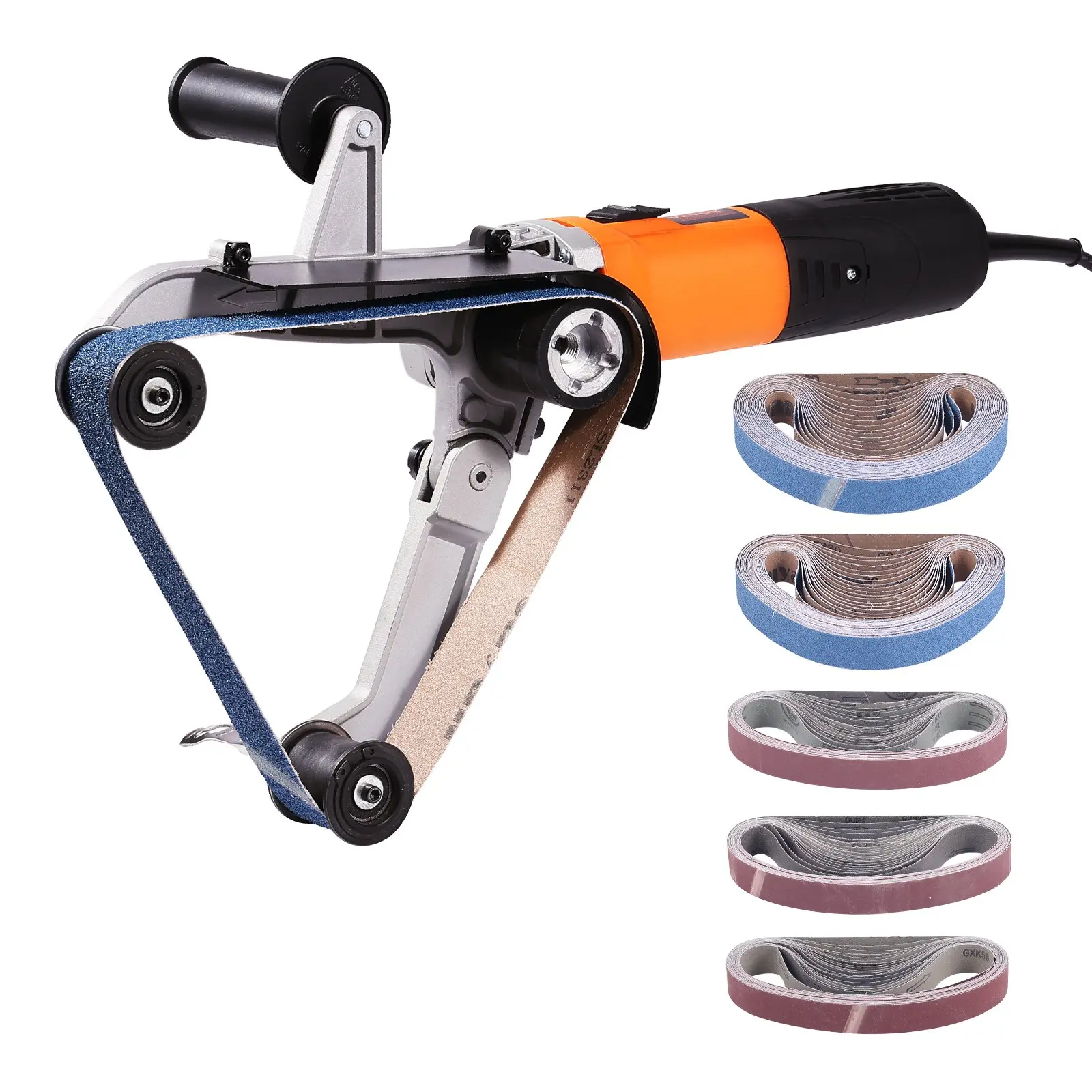 【Summerfinds】VEVOR Pipe Tube Polisher Sander 1000W Pipe Belt Sander with 6 Variable Speeds 1100-3200rpmProfessional Belt Sander Grinding Machine with 100PCS Sanding Belts for Burnishing Finishing Rust Removal