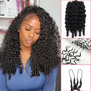 RECOYA Feather Crochet Human Hair 100g/Pack Kinky Curly for Miracle Knots Boho Braids Knotless Burmese Curly Deep Wave Hair ExtensionsBoundless2-3Packs for Full Head Pre-Separated,Time-Saving, lightweight Glueless Protective Styles
