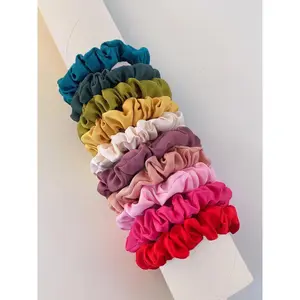 Summer 2024 Solid Color Ruched Satin Scrunchies, 10 Counts Simple Casual Hair Tie for Women, Minimalist Ponytail Holder for Daily Used, Ponytail Hairstyle