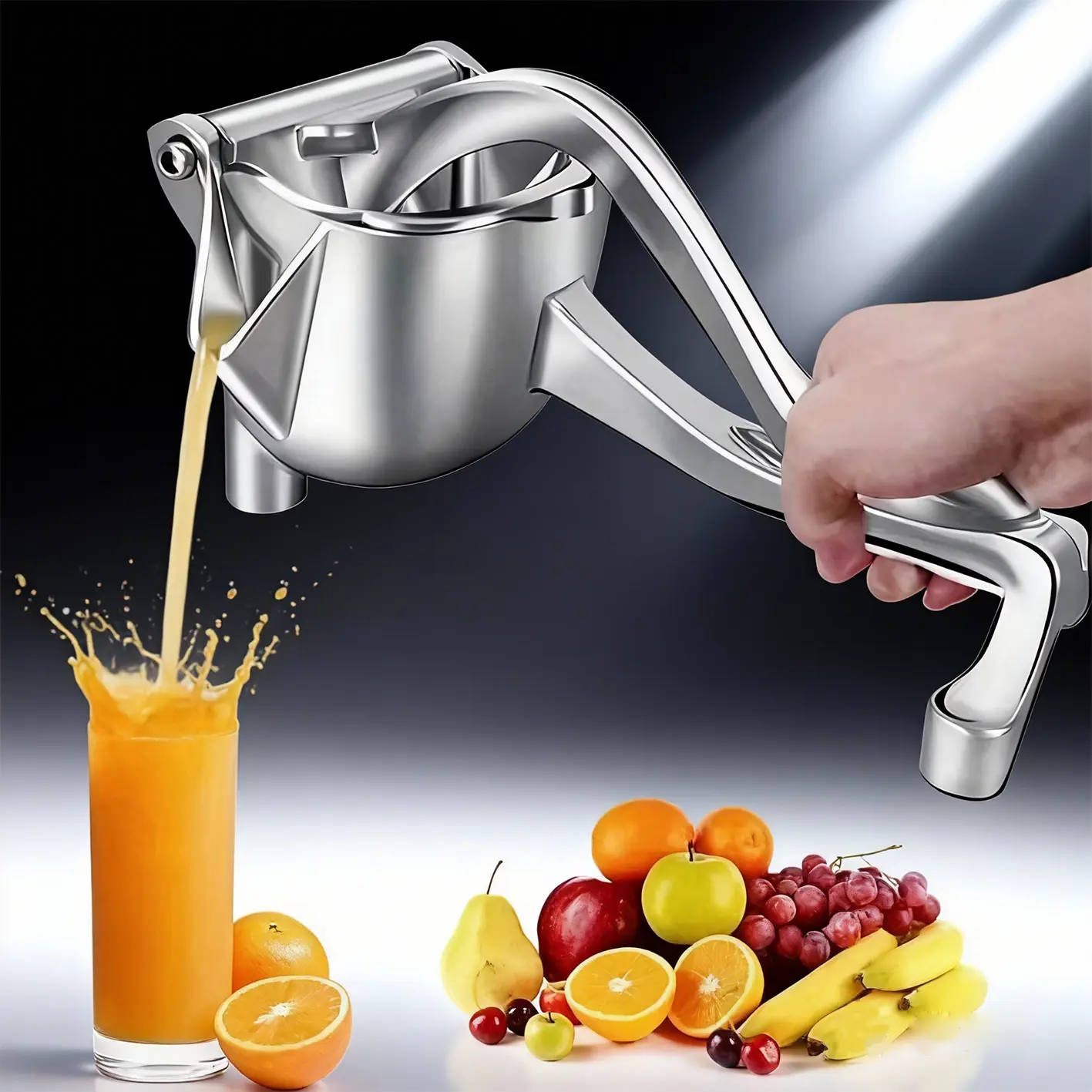 Hand Juicer Squeezer - Aluminum Manual Press Juicer with Ergonomic Grip for Efficient Juice Extraction of Pomegranates Citrus & More, Durable Compact Easy to Use & Clean Manual Citrus Juicer