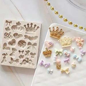 Random Color Mini Crown Bow Fondant Mold, 1 Count Silicone Cake Decorating Mold, Chocolate Mold, Baking Cake Tool for Home Kitchen, Baking Supplies, Silicone Molds