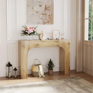 Garvee 47 in Long Console Table, Wooden Rectangular Sofa Table Behind Couch, Farmhouse Heavy Entryway Table Foyer Hallway Table for Entrance, Hallway, Living Room, Natural