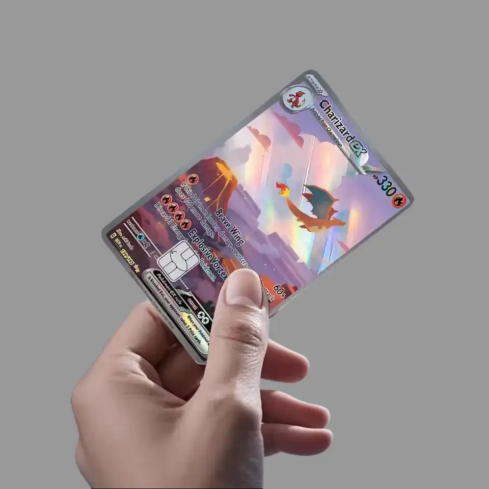 Poketmon Mega Charizard X Credit Card Skin Matte Waterproof Sticker Decal Cover for Debit and Credit Cards