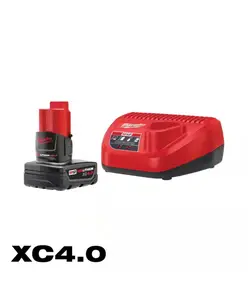 Milwaukee M12 XC Battery Pack 4.0 Ah and Charger Starter Kit