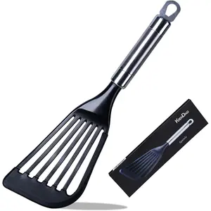 Fish Spatula Egg Flexible Slotted Turner Flipper, Silicone Coated Edged Kitchen Utensil for Nonstock Cookware, Lightweight & Sturdy Cooking Tool for Fish, Eggs, Pancakes, Omelettes