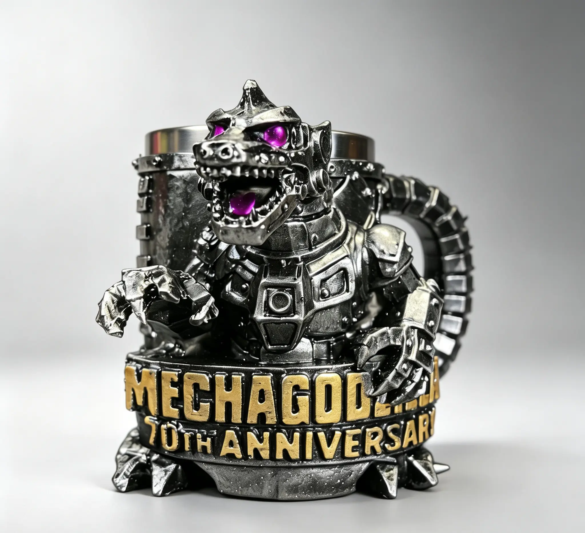 Premium Mechagodzilla Themed Coffee Mug, Detailed Mecha Kaiju Design Tankard, Special 70th Anniversary Edition, Unique Gift for Him