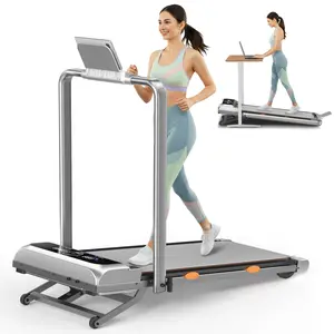 Trisomy-801P Walking Pad with 15% 12-Level Auto Incline & Handle Bar, 450 lbs Capacity UI Screen, 3.5HP Quiet Under Desk Treadmill, Speaker, APP & Remote Control, Treadmills for Home Hiking
