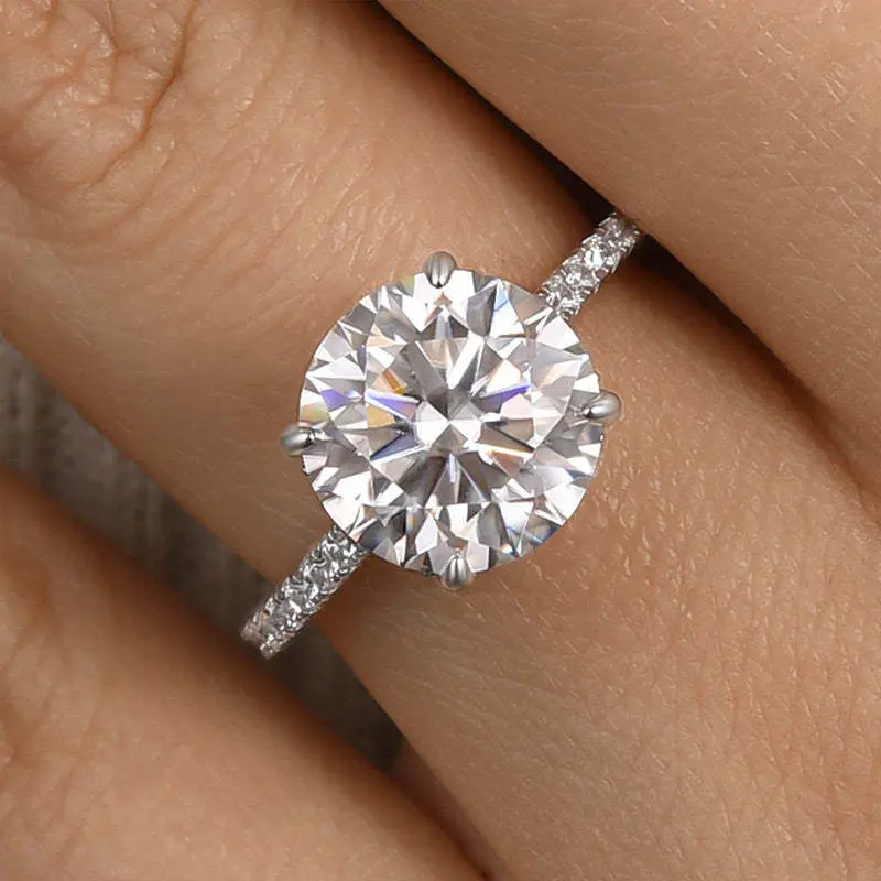 Maxine Classic 4.0ct Round Cut Synthetic Moissanite Engagement Ring - Women's Jewelry for Proposal, Wedding, Daily Wear, Engagement Rings