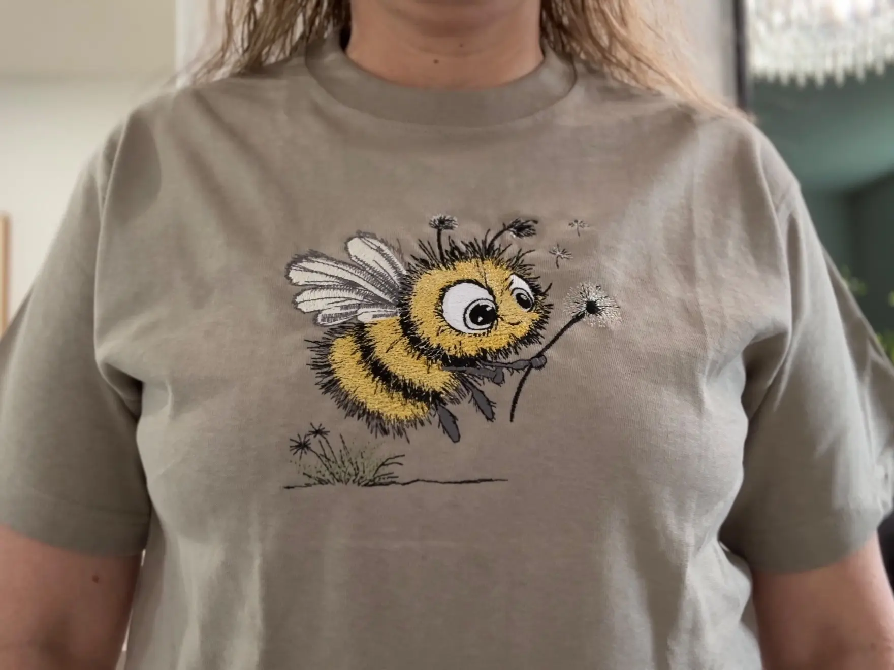 Bee & Dandelion Embroidered Cotton T-Shirt