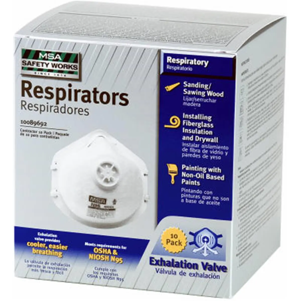 212 MAIN Safety Works 10102483 N95 Valve Safety Respirators, 10-Pack Protective Mask for DIY, Needlework Hobbies