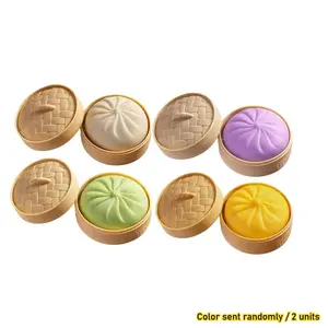 2-Pack Dumpling Squishies (Color random) – Stress Relief Balls, Sensory Toys for Adults & Kids, Anxiety Relief Gift, Fun Halloween Prank, Desk & Classroom Toy (Cute Asian Food Style)