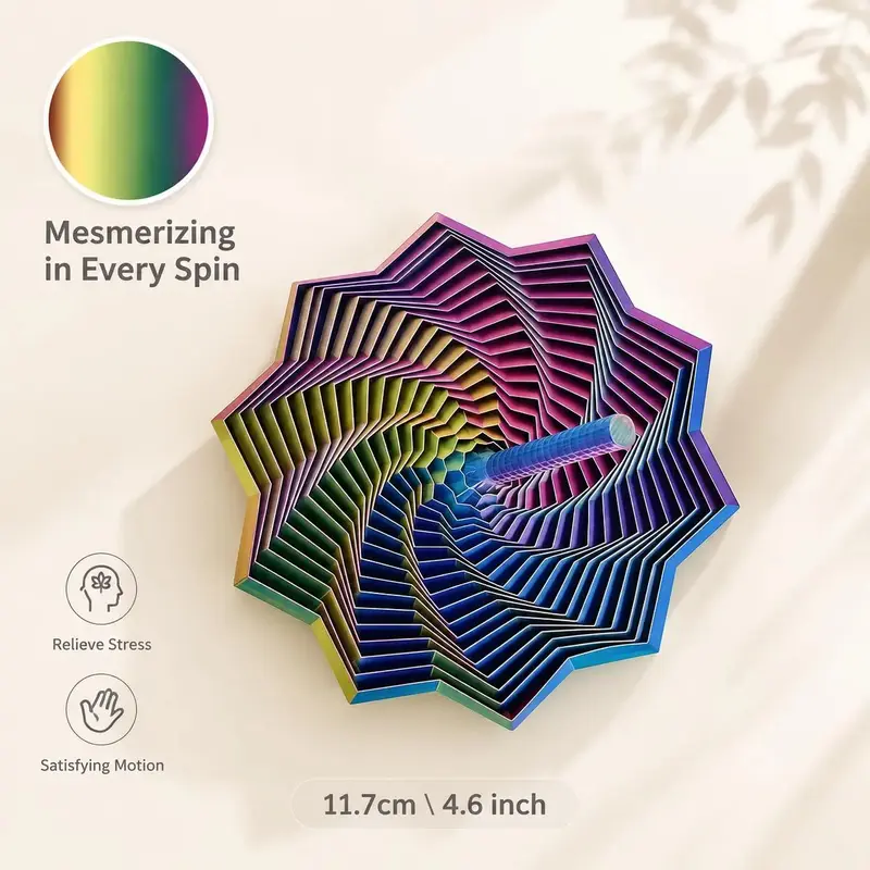 Premium 3D Printed Fractal Spiral Fidget Toy - Integrated Handles, 10-Pointed Hexagon Sensory Whirler, Industrial-Grade Materials, Ergonomic, Sensory Regulation, Office & Desktop Decompression, Adult Focus Tool, Mindfulness Promoter, Anxiety Reducer