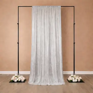 Silver Sequin Backdrop Curtain with Rod Pocket – Shimmering Event Drape Panel for Photo Booths & Displays, 5ft x 12ft