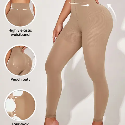 Women's Seamless High Waisted Tummy Control Leggings – Butt Lift Compression Ankle Length Yoga Pants, Super Stretchy Shaping Tights, Seamless Sculpt Leggings, High Waists Leggings (Black/Nude/Grey/Almond/Red)