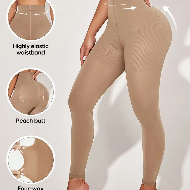 Women's Seamless High Waisted Tummy Control Leggings – Butt Lift Compression Ankle Length Yoga Pants, Super Stretchy Shaping Tights, Seamless Sculpt Leggings, High Waists Leggings (Black/Nude/Grey/Almond/Red)