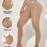 Women's Seamless High Waisted Tummy Control Leggings – Butt Lift Compression Ankle Length Yoga Pants, Super Stretchy Shaping Tights, Seamless Sculpt Leggings, High Waists Leggings (Black/Nude/Grey/Almond/Red)