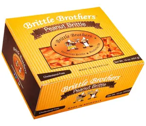 Brittle Brothers Peanut Brittle - 16 oz. Box : Voted #1-4x’s more Nuts - Gift Set Cashew Pecan Bacon Corporate Christmas Mother Father Chocolate