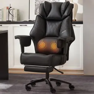 Dowinx Big and Tall Office Chair with Massage Lumbar Support,Executive Office Chair with Wide Thick Seat Cushion and Adjustable Armrest,Mesh Computer Gaming Chairs with Footrest