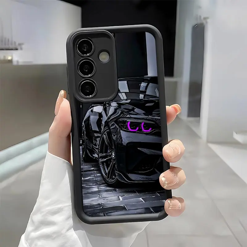 Purple-Eyed Black Samurai Soft & Flexible TPU Silicone Smartphone Casing for Galaxy S26 Ultra,S25 Edge,S24 FE,S23,S22,S21 Plus,A13-A17,A33-A36,A52-A54,Note20 - Durable,Shockproof,Full Camera Protection,Anti-Fingerprint Handheld Cellphone Devices Case, Acc