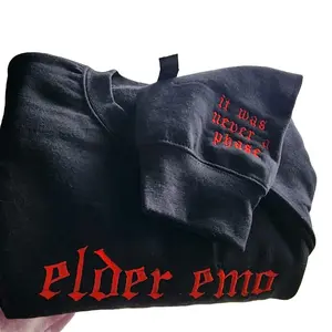 Elder Emo Custom Crewneck Sweatshirt for Punk Rock Lover Goth Clothing, Cute Custom Sweater, Hoodie Style - Womenswear embroidered sweater