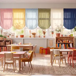 6 Pcs Colorful Back to Classroom School Curtains for Kindergarten Daycare Primary Bedroom Playroom Room Decor (Boho)