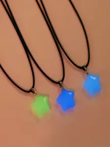20 Piece Set Glow-In-The-Dark Crystal Star Pendants, Adjustable Leather Chain, DIY Necklace Making, Party Gift, Christmas Accessories