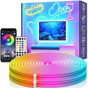 ARTBLEPRO LED Neon Rope Lights 32.8FT RGB Music Sync IP65 Waterproof Flexible Strip Light with App Remote Control for Bedroom Gaming Room Decor
