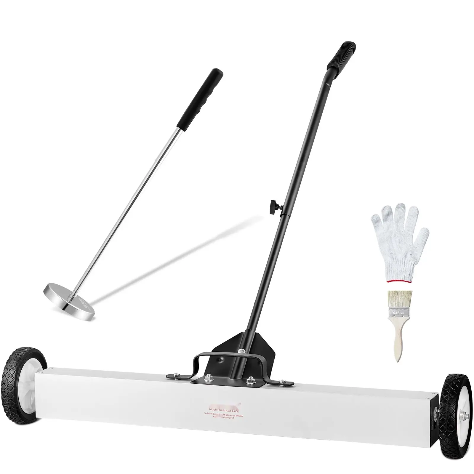 36-Inch Long Extendable Magnetic Sweeper With Smooth Rolling Wheels, Telescoping Handle, High-Strength Magnetic Pickup Tool For Garage, Workshop, Construction Site, Housekeeping and Floor Debris Cleanup