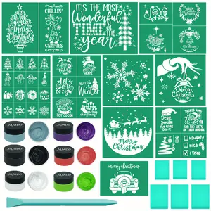New 6 Jars Christmas Crafts Paint Christmas Silk Screen Stencils Advertising printing and drawing equipment