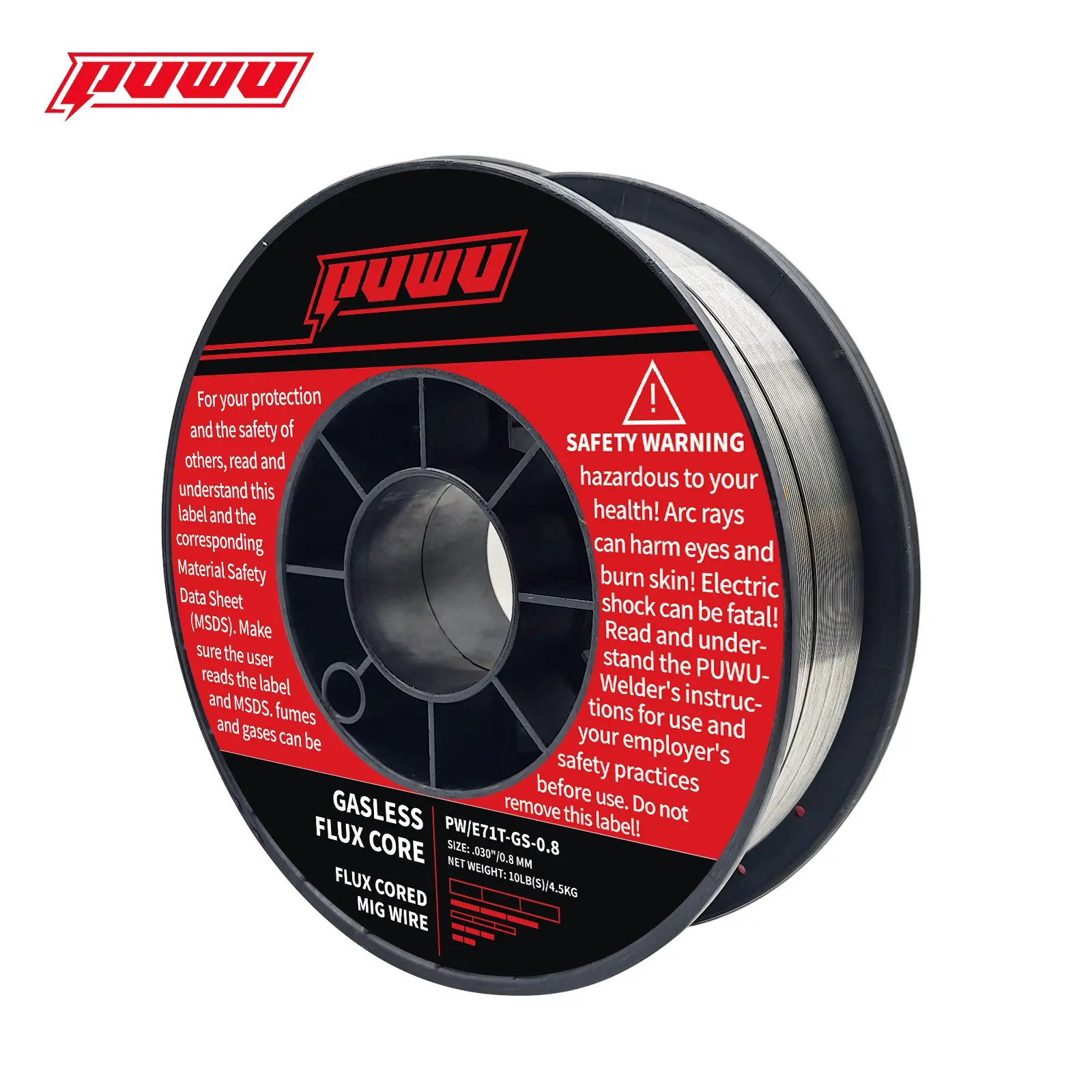 PUWU E71T-GS Portable Gasless Flux Core Wire Feed MIG Welder Welding Wire, .030"/.035" Diameter, 2lb/10lb Spool - No Gas Tanks Required, Versatile Use, Father's Day Gift, Portable Gasless Welder, Wire Feed Welder