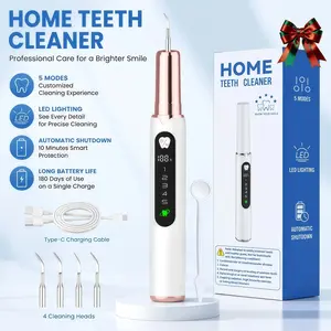 electric toothbrush and  whitening device, deep cleaning oral care, bid farewell to dental problems electric flosser  cleaning set - 3-level LED light, 3 replaceable heads, deep clean , oral car Cleaner Rechargeable Ultrasonic Teeth