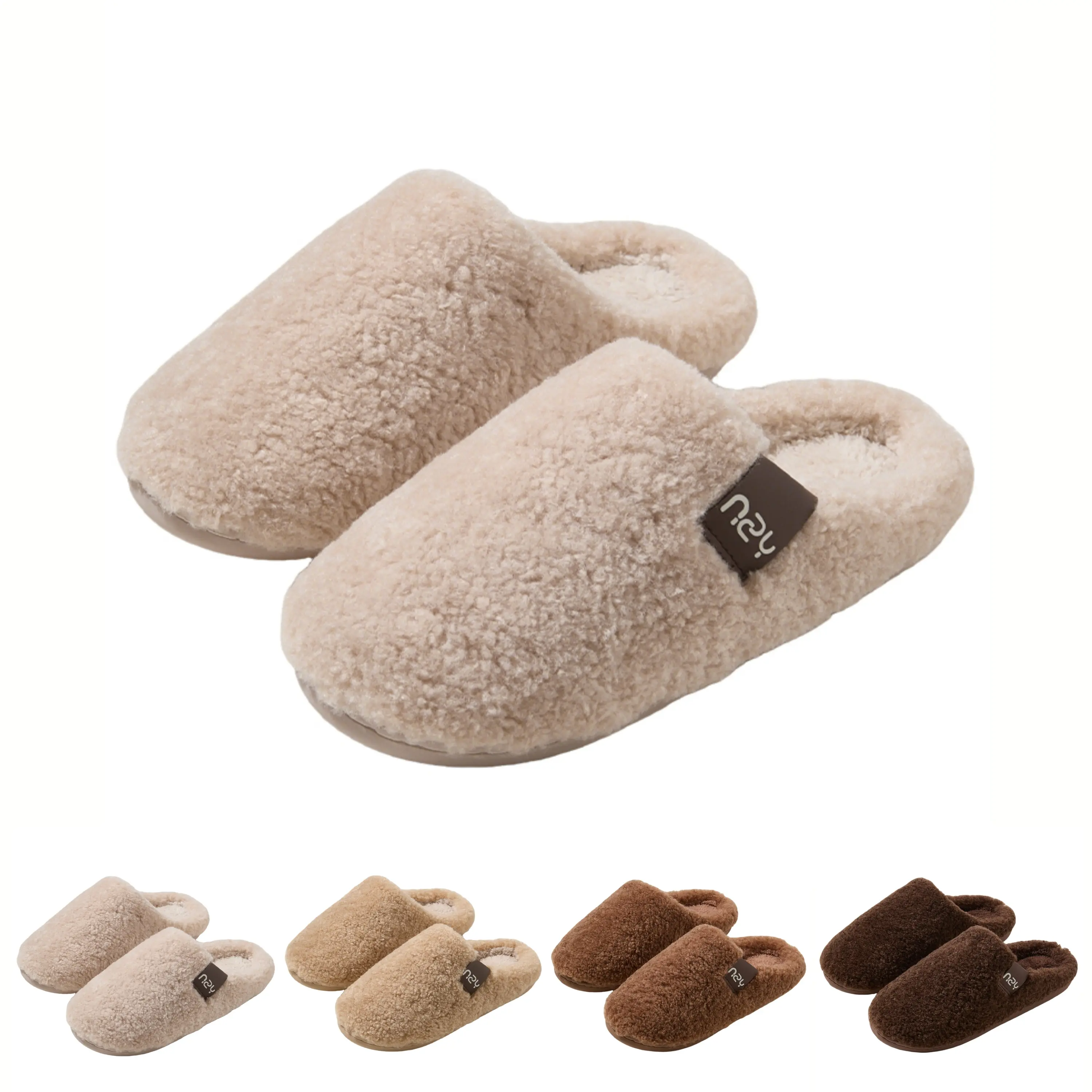 Women's & Men's Soft Plush Fleece-Lined Ankle Home Slippers, Casual Chic Warm House Slippers, Slide-On Cushioned Insole Non-Slip Sole Shoes