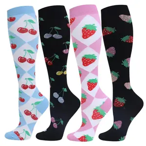 ISUNIE Floral Compression Socks for Women & Men, 4 Pairs 15–20 mmHg Graduated Compression, Circulation Support, All-Day Comfort, Walking, Work, Daily Wear