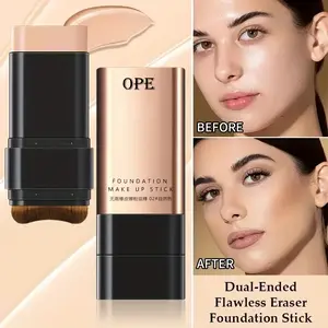 2-In-1 Contour Stick & Foundation Stick with Brush, Flawless Long-Lasting Coverage, Oil Control, Waterproof Sweatproof, Suitable for Girls
