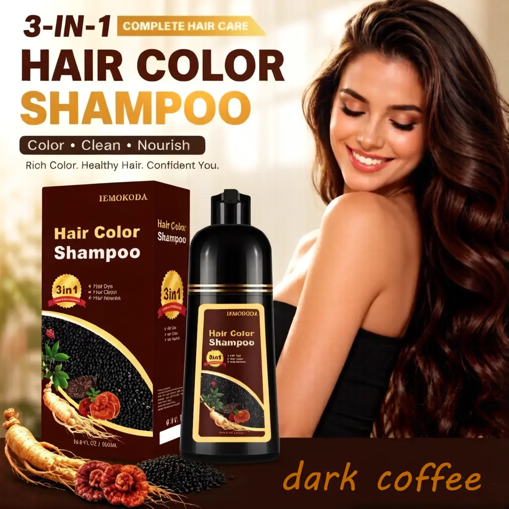 3-in-1 Hair Dye Shampoo, Covers Gray Hair in 10-15 Minutes, Natural Plant-Based Hair Color, Ammonia-Free Formula, Instant Black Hair, 100% Gray Coverage, Long-Lasting Color, Salon-Grade Results, Beard & Hair Dye, Easy At-Home Beauty Solution for Men Women