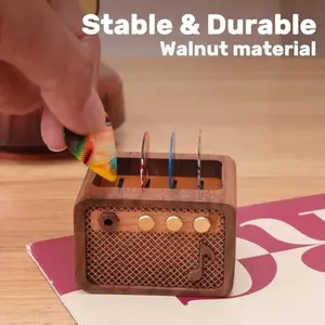 Guitar Pick Holder, Walnut Wood Amp Style Pick Holder, Guitar Picks Storage Display Case, Guitar Accessories for Electric & Acoustic Guitar, Gifts for Guitar Players Men, Christmas New Year Gift