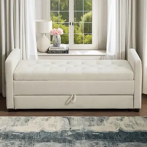 58.27" Modern upholstered storage bench with double storage space, comfortable foot stool for living room, entryway, dormitory and bedroom