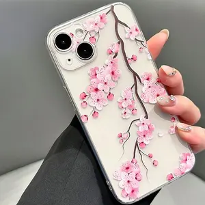 Cherry Blossom Pattern Phone Case, Anti-drop Cellphone Protective Case, Total Protective Shockproof Mobile11-17 Phone Cover for iPhone, Casing