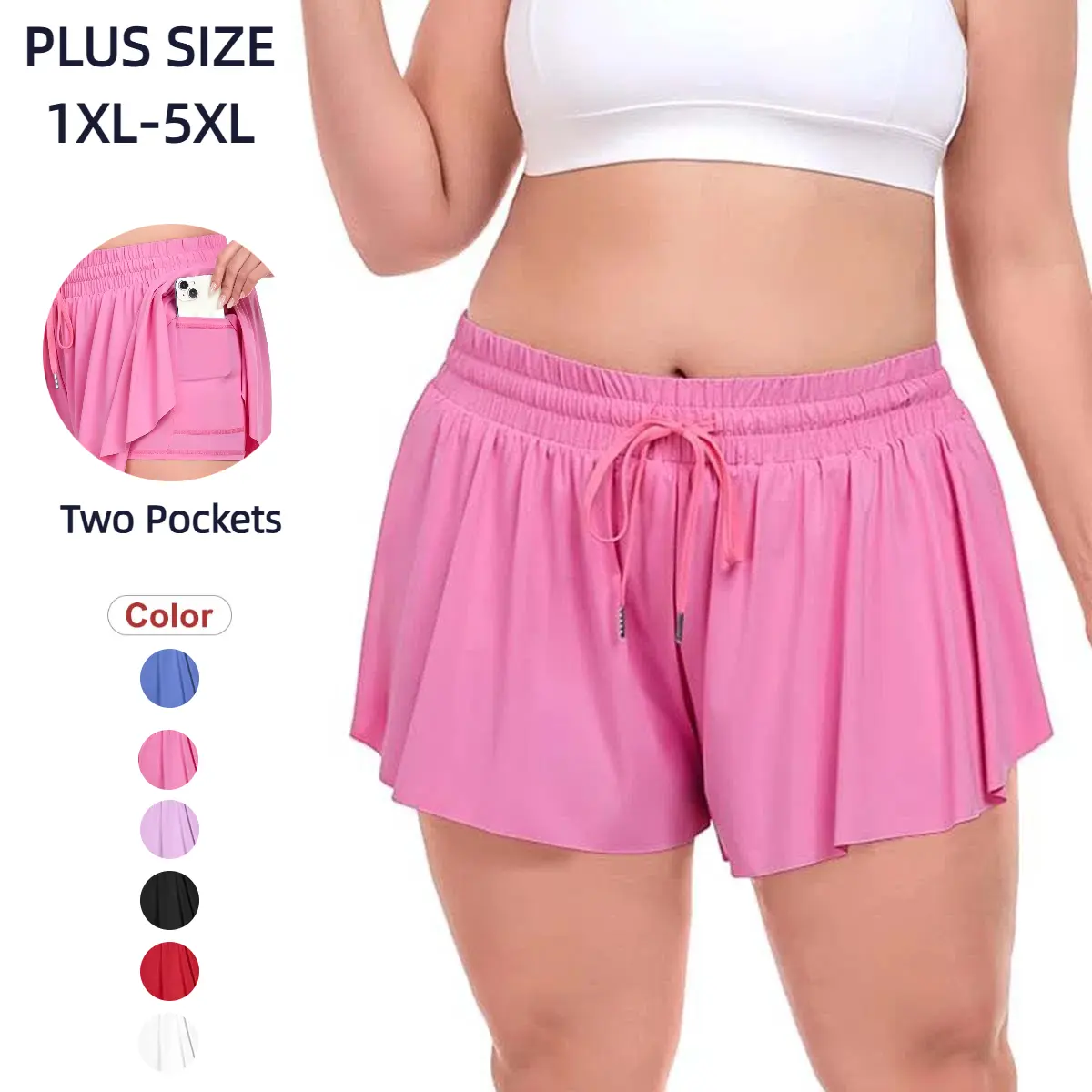 COOTRY Women's Plus Size Shorts, Soft Flowy 2-in-1 High Rise Design for Curvy Women, Sporty Chic for Tennis & Running, Plussize, Clothes For Women