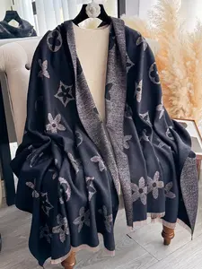 Unisex Casual Floral Pattern Scarf Shawl, Fall & Winter Warm Wrap, Elegant Daily Wear, Suitable for Air Conditioning Rooms, Floral Print Scarf