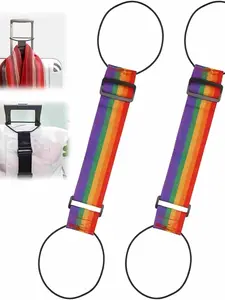 2pack Multi Use Strong Adjustable Luggage Connector Straps For Suitcases Rainbow Travel Straps Secure Organize Anti Theft Straps