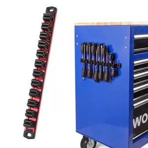 Magnetic Screwdriver Holder, 12-Grid Tool Organizer, Aluminum Rail Magnet Tool Rack, Tool Box Storage, Screwdriver and Wrench Stand, Garage Tool Storage, Toolbox Organizer