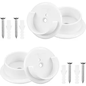 4 Pack Shower Curtain Rod Holder for Wall, White Tension Pole Bar Holders Sockets Closet Rod Bracket for 1-3/8" Heavy Duty Wardrobe Tube Rail Support Bracketes, with Screws Fittings(Rod Not Included)