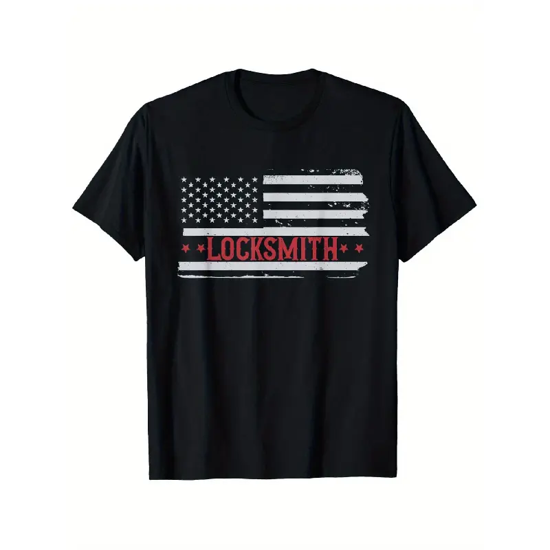 Men's Vintage Graphic Tees - Pure Cotton Short-Sleeve Casual Round Neck Tee with American Flag Print, Short Sleeve Tee